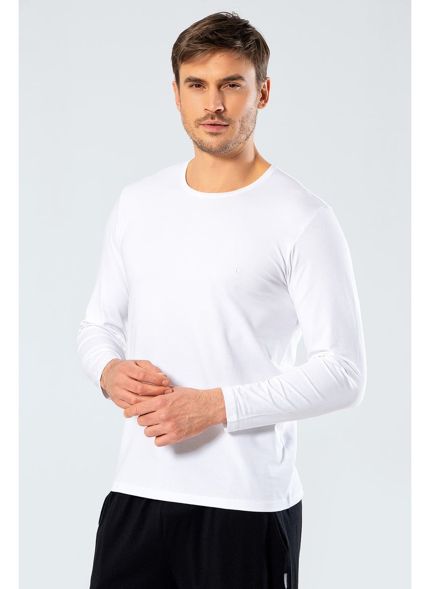Catherine's Cacharel 1333 Men's O Neck Long Sleeved T-Shirt - White  - Image 3