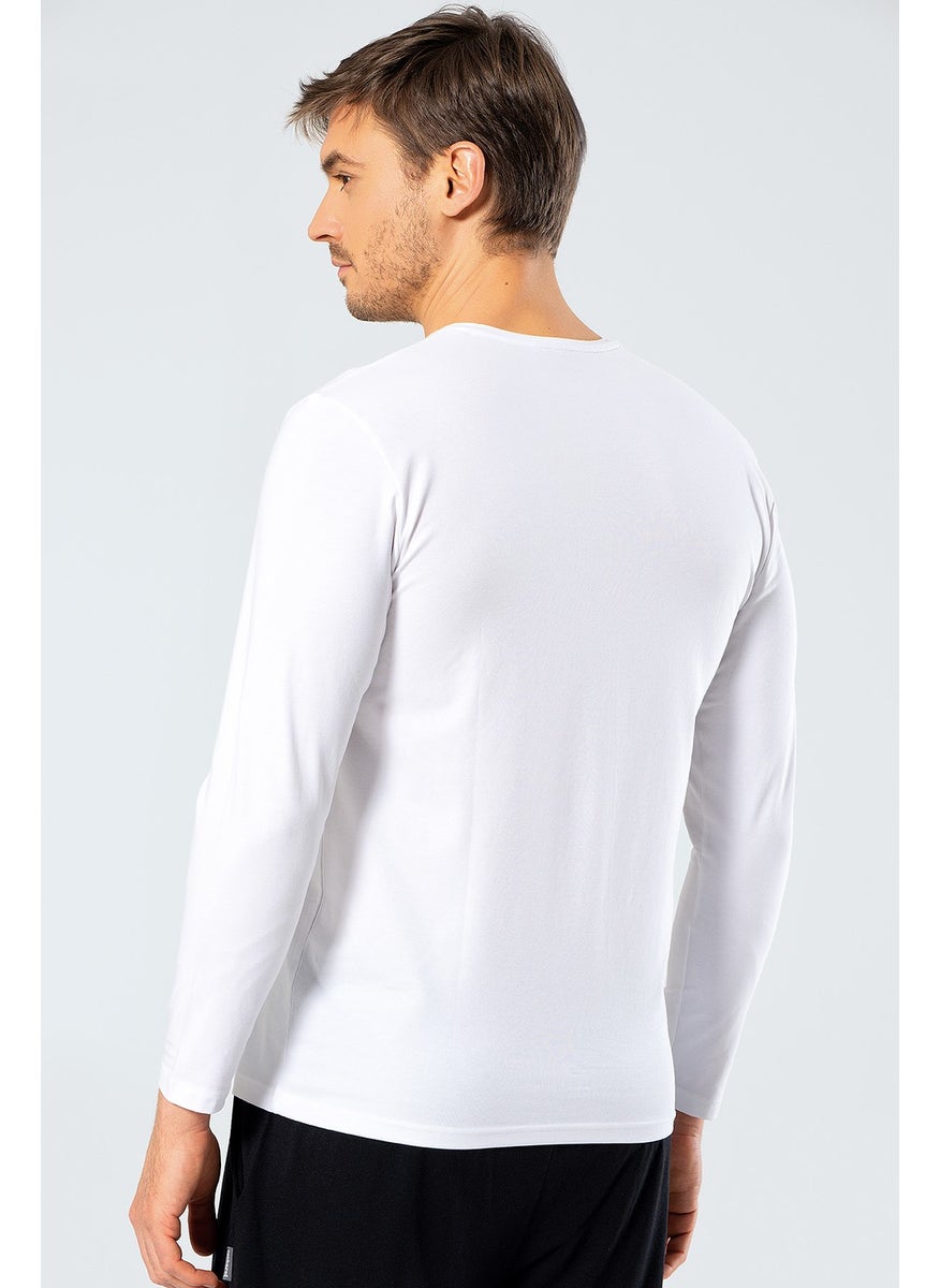 Catherine's Cacharel 1333 Men's O Neck Long Sleeved T-Shirt - White  - Image 4