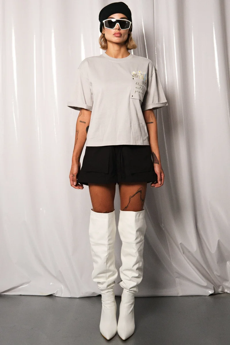 Virgio VIRGIO 100% Cotton Embroidered Cutout Detail Tee
