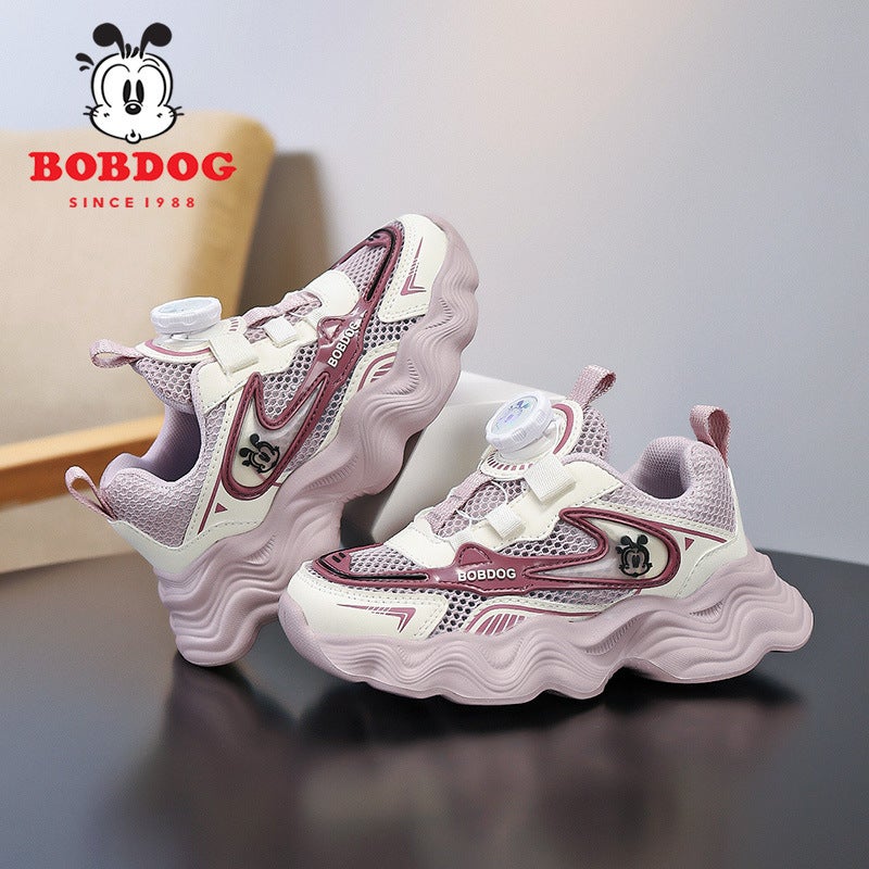 Babudou Children'S Shoes 2025 Breathable Single Mesh Double Mesh Rotating Button Girls' Sports Shoes Casual Dad Shoes - Image 3