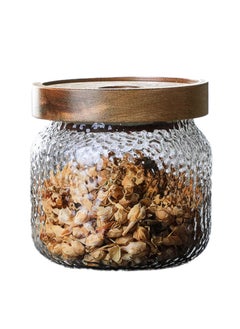 Excefore Glass Storage Jar, Glass Jar with Bamboo Lid 300ML(10 OZ), Kitchen Containers Decorative Jar Airtight Glass Jars, Anti-Slip Food Storage Container, for Tea Coffee Bean Sugar Candy Cookie Spice  - Image 1