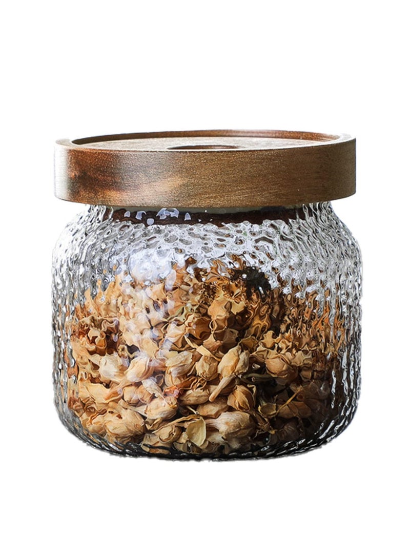 Excefore Glass Storage Jar, Glass Jar with Bamboo Lid 300ML(10 OZ), Kitchen Containers Decorative Jar Airtight Glass Jars, Anti-Slip Food Storage Container, for Tea Coffee Bean Sugar Candy Cookie Spice - Image 1