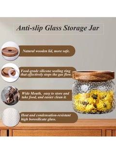 Excefore Glass Storage Jar, Glass Jar with Bamboo Lid 300ML(10 OZ), Kitchen Containers Decorative Jar Airtight Glass Jars, Anti-Slip Food Storage Container, for Tea Coffee Bean Sugar Candy Cookie Spice  - Image 3