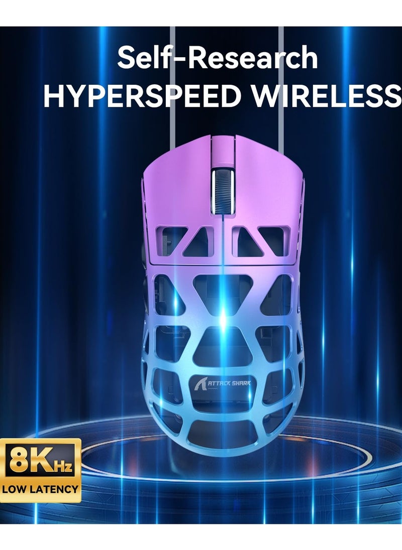Attack Shark R3 46g Superlight Magnesium Alloy Wireless Gaming Mouse, BT/2.4Ghz/Wired Computer Mouse, 8000Hz Wireless Polling Rate, PAW3395 26K DPI Optical Sensor Programmable Mice for Win/Mac  - Image 3