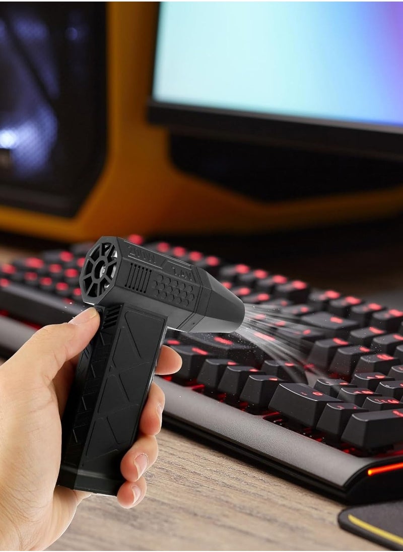 راكسوم مسدس منفاخ هواء كهربائي ومروحة يدوية صغيرة بشفرات توربو، منفضة هواء فائقة القوة، سرعة رياح 130,000 دورة في الدقيقة 52 متر/الثانية، مروحة نفاثة صغيرة جديدة محمولة توربو عنيفة  - Image 3