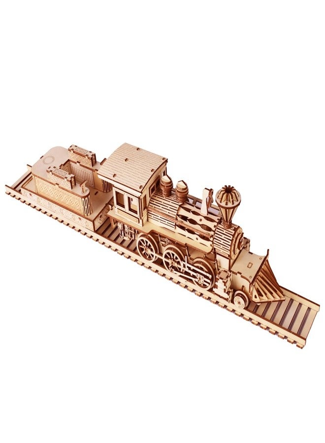Bitopbi 3D Wooden Puzzles Steam Train Laser Engraving DIY Safe Assembly Constructor Kit for Adults Transportation Vehicle Mechanical 3-D Models for Self-Assembly (Steam Train) - Image 4