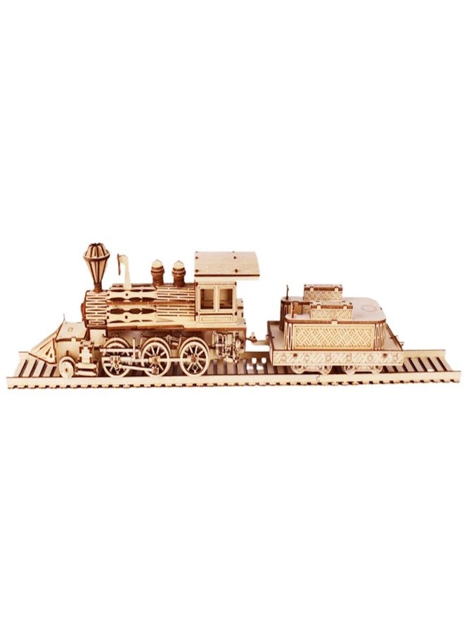 Bitopbi 3D Wooden Puzzles Steam Train Laser Engraving DIY Safe Assembly Constructor Kit for Adults Transportation Vehicle Mechanical 3-D Models for Self-Assembly (Steam Train) - Image 3