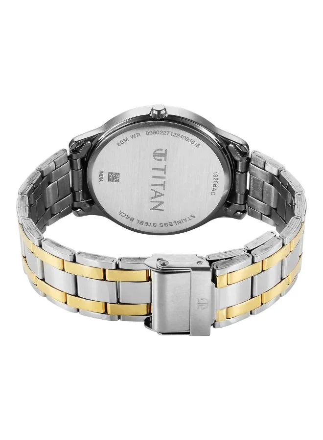 تيتان Men Analog Display Watch With Silver Gold Stainless Steel Strap - 1825BM02