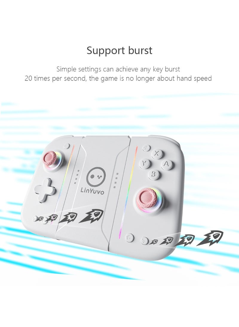 وحدة تحكم الألعاب بلوتوث Classic Joycon LinYuvo KS52 لجهاز Switch و Switch Lite و Switch OLED مع إضاءة RGB ملونة، عصا تحكم فائقة الذكاء، بطارية 1000 مللي أمبير، جيروسكوب بستة محاور، وظيفة Turbo، اهتزاز مزدوج قابل للتعديل، برمجة ماكرو مفتاح خلفي مخصص، أزرار ميكانيكية ABXY، مفتاح تقاطع متعدد المستويات