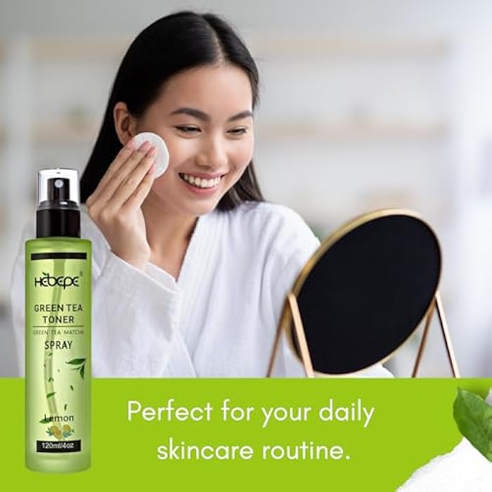 Hebepe Green Tea Matcha Facial Toner Mist with Lemon, Refreshing, Moisturizing, and Soothing Face Toner, with Jojoba Oil, Castor Oil, Snail Filtrate,120ml - Image 4