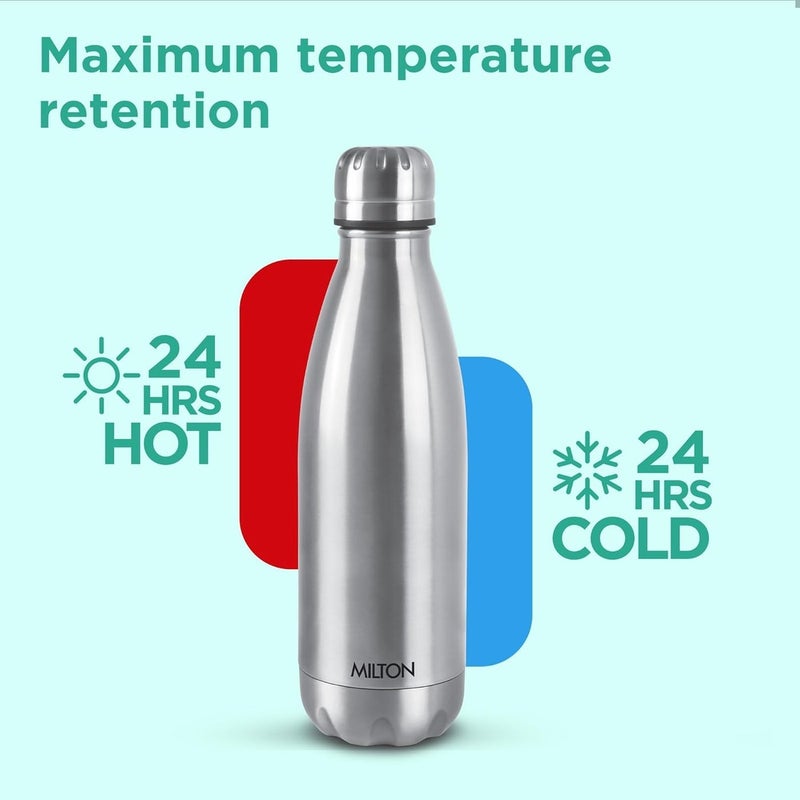 Milton Duo DLX 500 Thermosteel Water Bottle 500ml Hot and Cold Insulated Flask 24 Hours Leak Proof Silver - Image 4