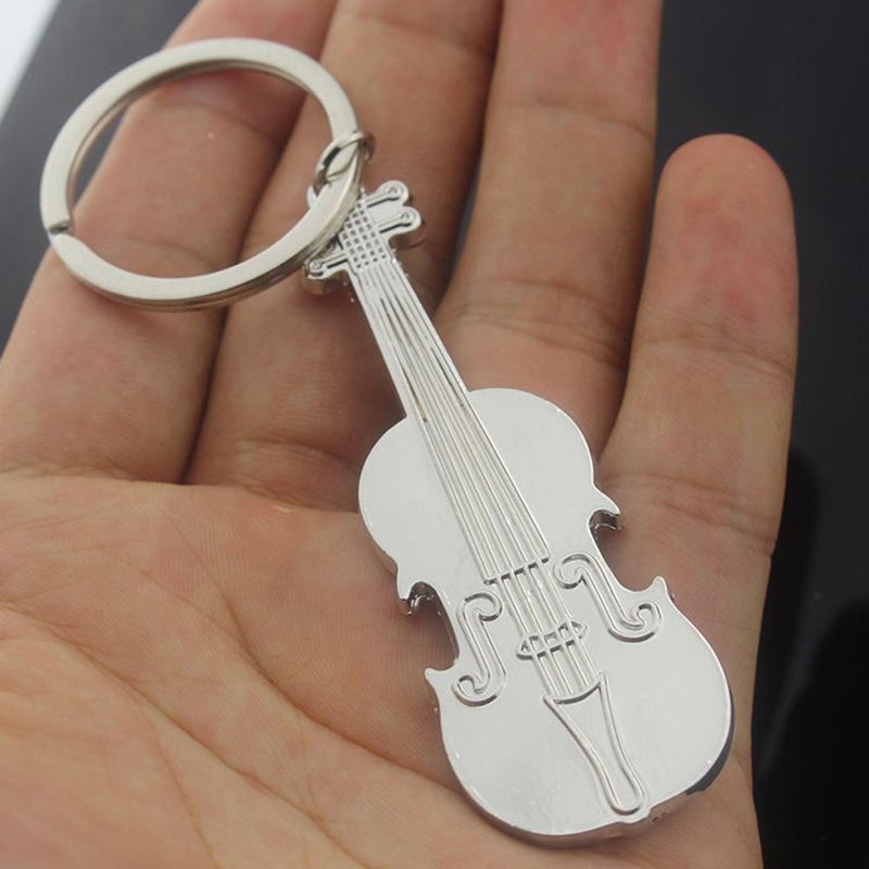 🎸 سلسلة مفاتيح معدنية بتصميم هدية زخرفية شخصية فضية لتعليق الحقائب والمجوهرات - Image 3