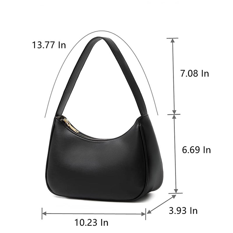 CYHTWSDJ CYHTWSDJ Shoulder Bags for Women, Cute Hobo Tote Handbag Mini Clutch Purse with Zipper Closure (Black) - Image 2