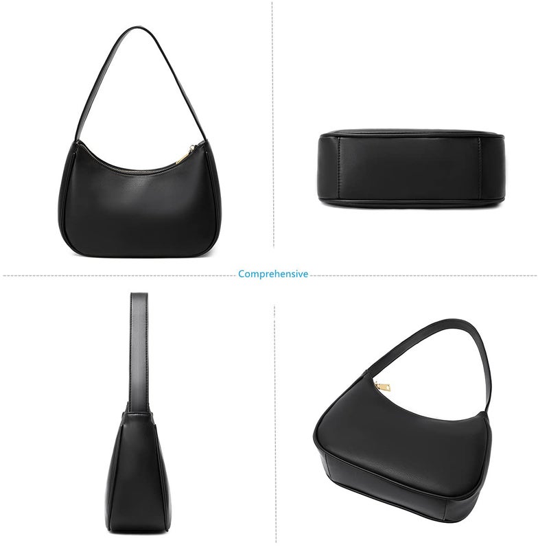 CYHTWSDJ CYHTWSDJ Shoulder Bags for Women, Cute Hobo Tote Handbag Mini Clutch Purse with Zipper Closure (Black) - Image 4