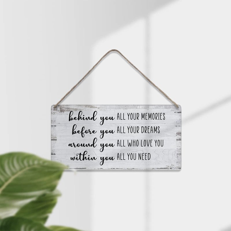 MIGUMUTU Motivational Behind You All Your Memories Before You All Your Dreams Quote Sayings Home Wall Decor Wooden Signs Rustic Farmhouse Hanging Wall Plaque Sign Gift - Image 2