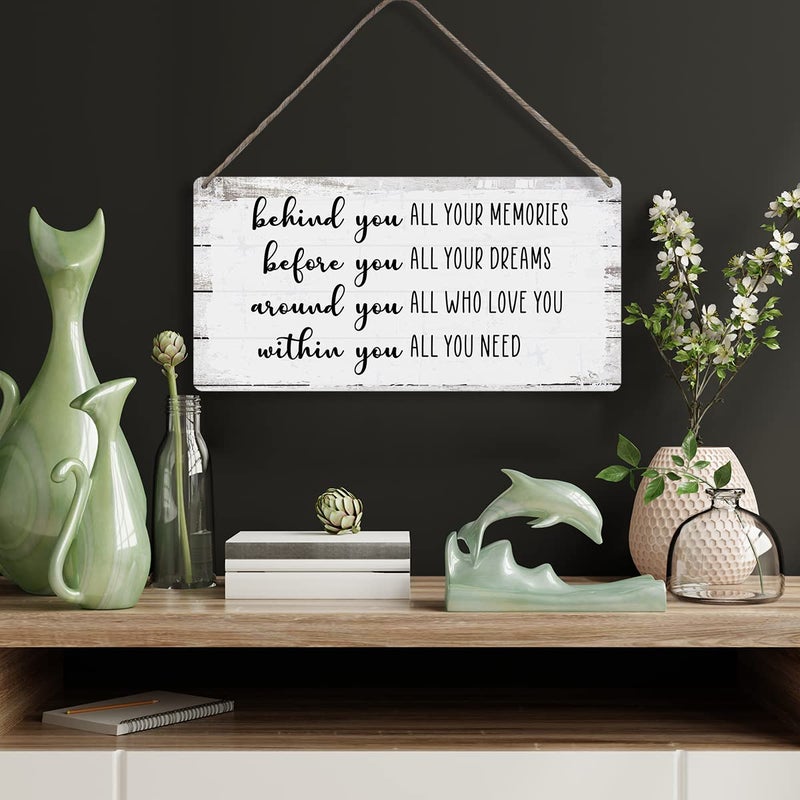 MIGUMUTU Motivational Behind You All Your Memories Before You All Your Dreams Quote Sayings Home Wall Decor Wooden Signs Rustic Farmhouse Hanging Wall Plaque Sign Gift - Image 3