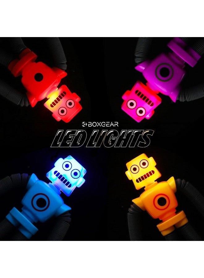 Boxgear 4 Pieces LED Shape Changing Robot Toy, Telescopic Pop Tubes Fidget Toys, Sensory Toys for Girls Boys (Robot) - Image 2