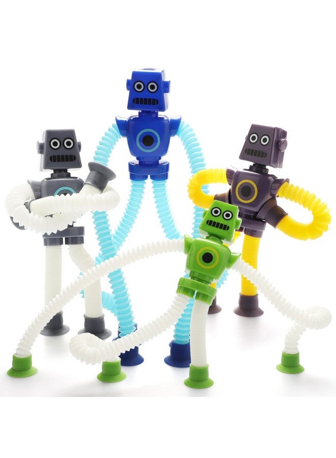 Boxgear 4 Pieces LED Shape Changing Robot Toy, Telescopic Pop Tubes Fidget Toys, Sensory Toys for Girls Boys (Robot) - Image 1