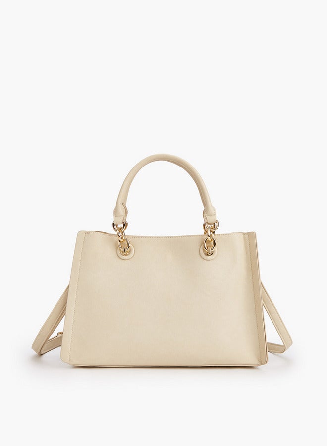 Flora Bella By Shoexpress Solid Tote Bag with Detachable Strap and Zip Closure  - Image 2