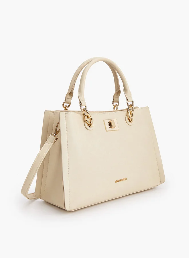 Flora Bella By Shoexpress Solid Tote Bag with Detachable Strap and Zip Closure