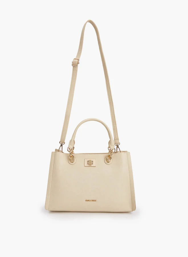Flora Bella By Shoexpress Solid Tote Bag with Detachable Strap and Zip Closure
