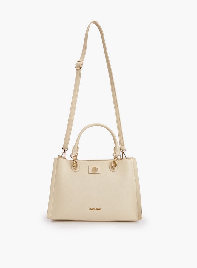 Flora Bella By Shoexpress Solid Tote Bag with Detachable Strap and Zip Closure  - Image 5