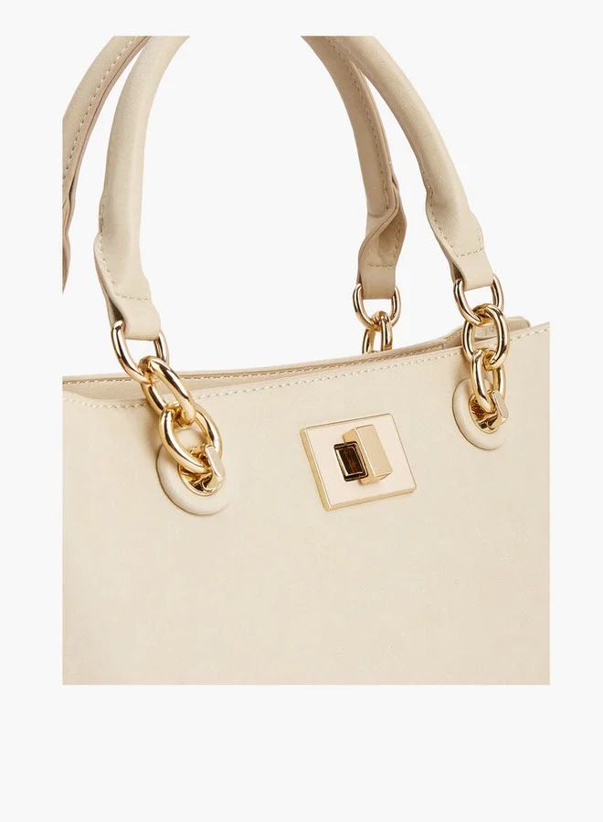 Flora Bella By Shoexpress Solid Tote Bag with Detachable Strap and Zip Closure