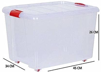 EASYMART Multipurpose Plastic Storage Container Box with Wheels 25 LTR (Clear, Transparent) (Pack Of 2) - Image 2