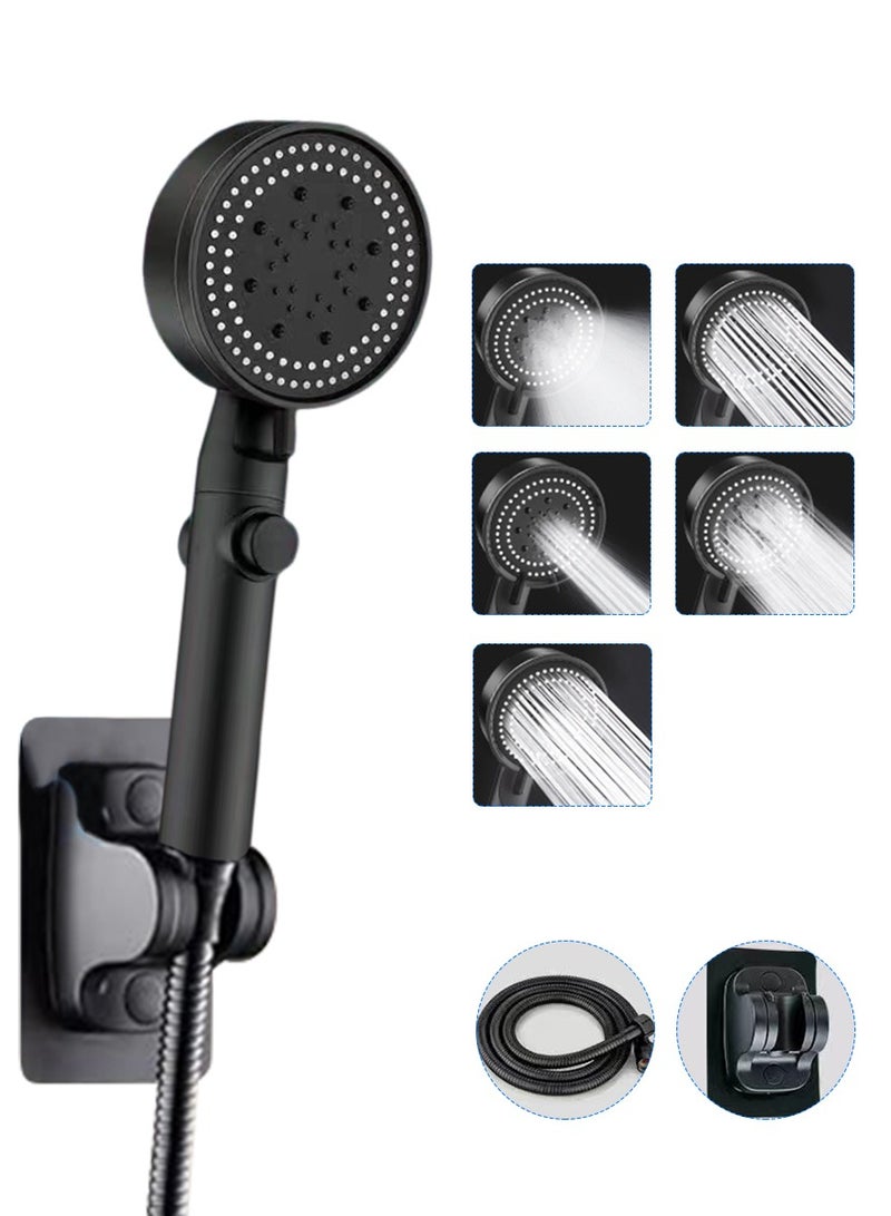 DPTER High Pressure 5 Mode Handheld Showerhead - Anti Clogging Nozzles, Built-In Power Wash for Tub, Tile and Pet Cleaning, Extra Long 8ft Stainless Steel Hose, No-Punch Wall Bracket - Image 1