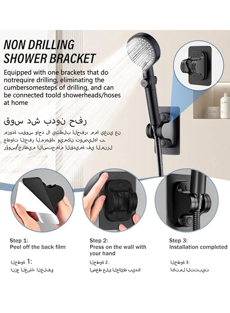 DPTER High Pressure 5 Mode Handheld Showerhead - Anti Clogging Nozzles, Built-In Power Wash for Tub, Tile and Pet Cleaning, Extra Long 8ft Stainless Steel Hose, No-Punch Wall Bracket - Image 2