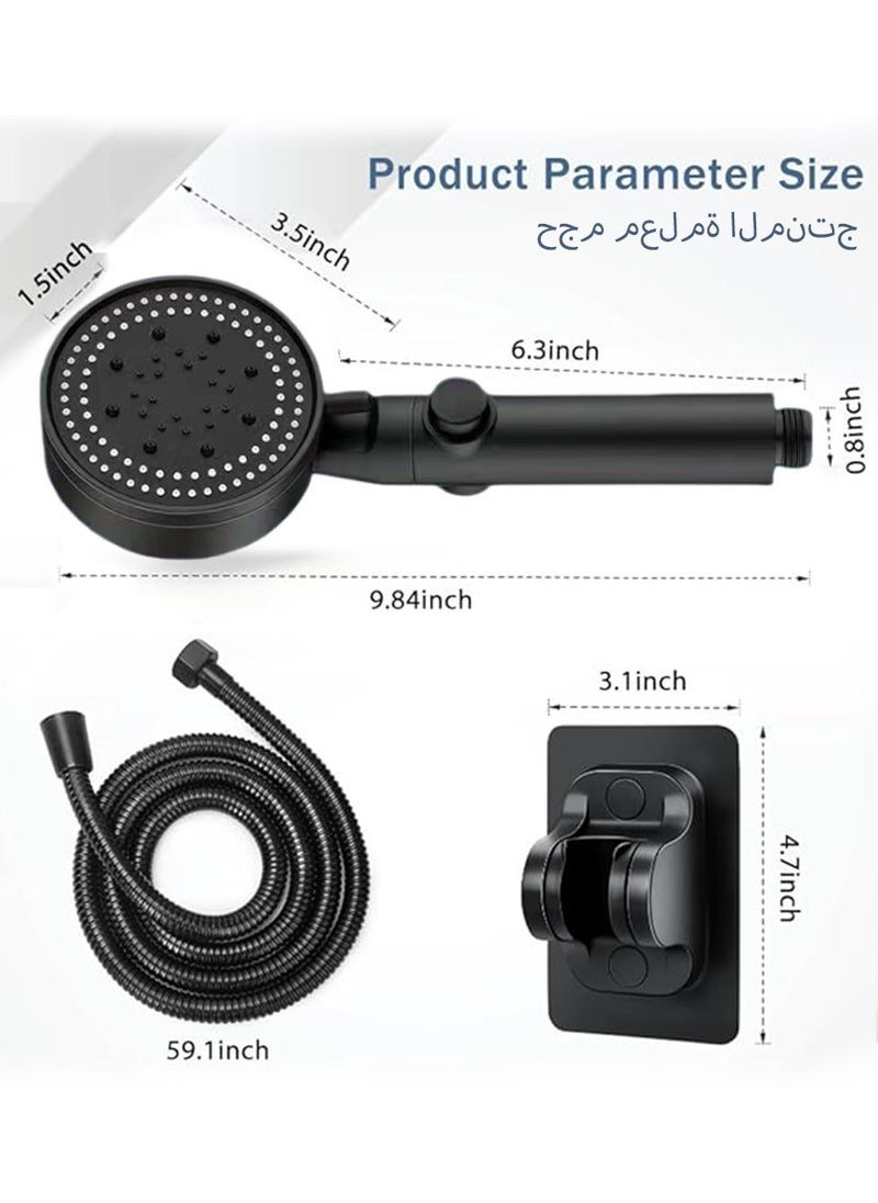 High Pressure 5 Mode Handheld Showerhead - Anti Clogging Nozzles, Built-In Power Wash for Tub, Tile and Pet Cleaning, Extra Long 8ft Stainless Steel Hose, No-Punch Wall Bracket - pzsku/Z4316E61551F62E3322A7Z/45/_/1730182759/91758741-1339-46c8-8bbf-86a60aee8d81