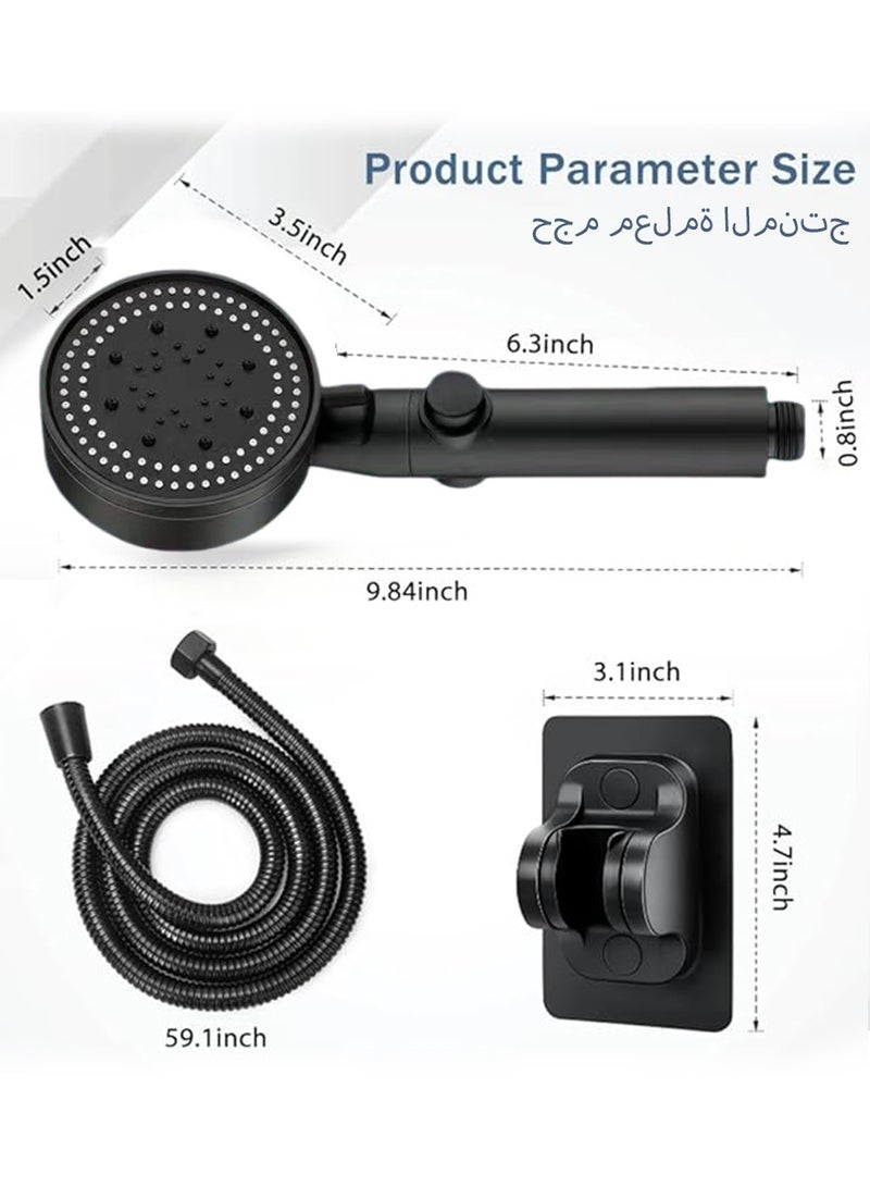 DPTER High Pressure 5 Mode Handheld Showerhead - Anti Clogging Nozzles, Built-In Power Wash for Tub, Tile and Pet Cleaning, Extra Long 8ft Stainless Steel Hose, No-Punch Wall Bracket - Image 5