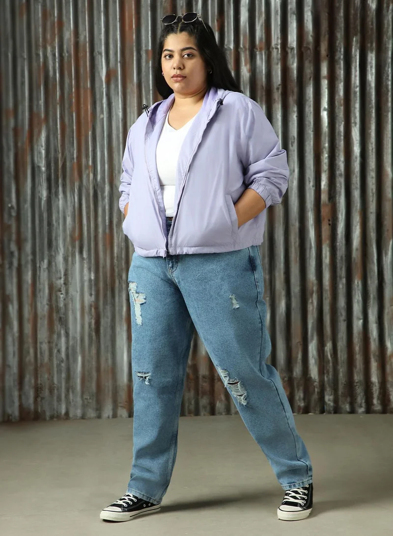 HIGH STAR Women's Mauve 100% Polyester Solid Jacket
