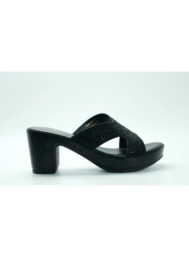 092-3133 Michelle Morgan Elegant Cross strap Wedge Mules 414RJ75S Black