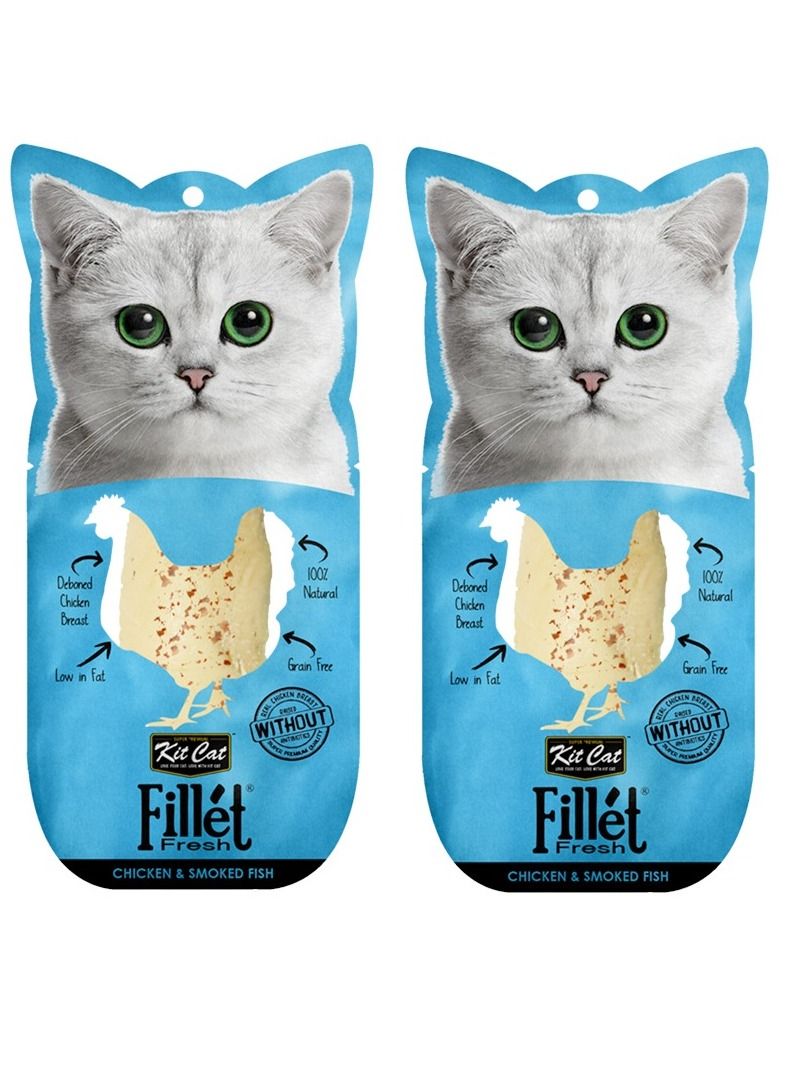 Kit Cat 2Pc Fillet Fresh Chicken and Smoked Fish Cat Treats 30G