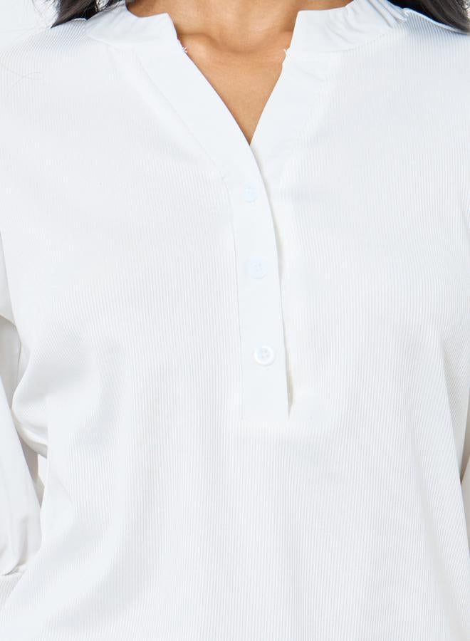 Take Two Elegant White Puff Sleeve Blouse - Image 3