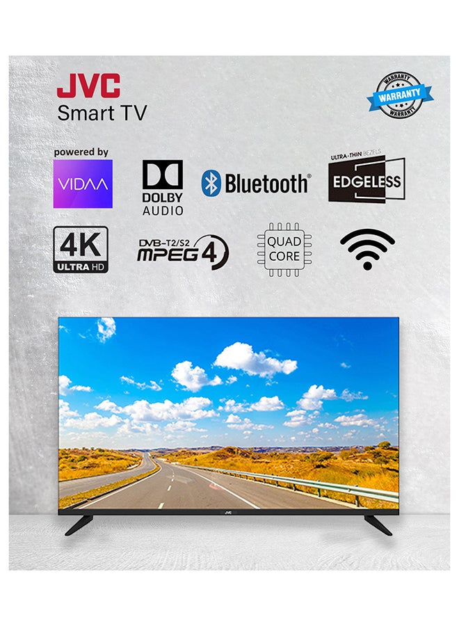JVC 58 Inch Edgeless 4K UHD VIDAA Smart TV With Voice Remote, Bluetooth And Dolby Audio LT-58N786VV Black - Image 2