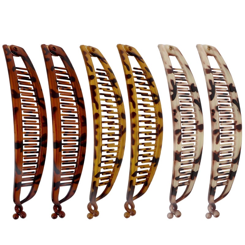 AMCAMI 6PCS Banana Hair Clips for Women, Tortoise Banana Hair Clips for Thick Thin Curly Hair, Strong Hold Non-Slip Ponytail Hair Accessories - Image 1