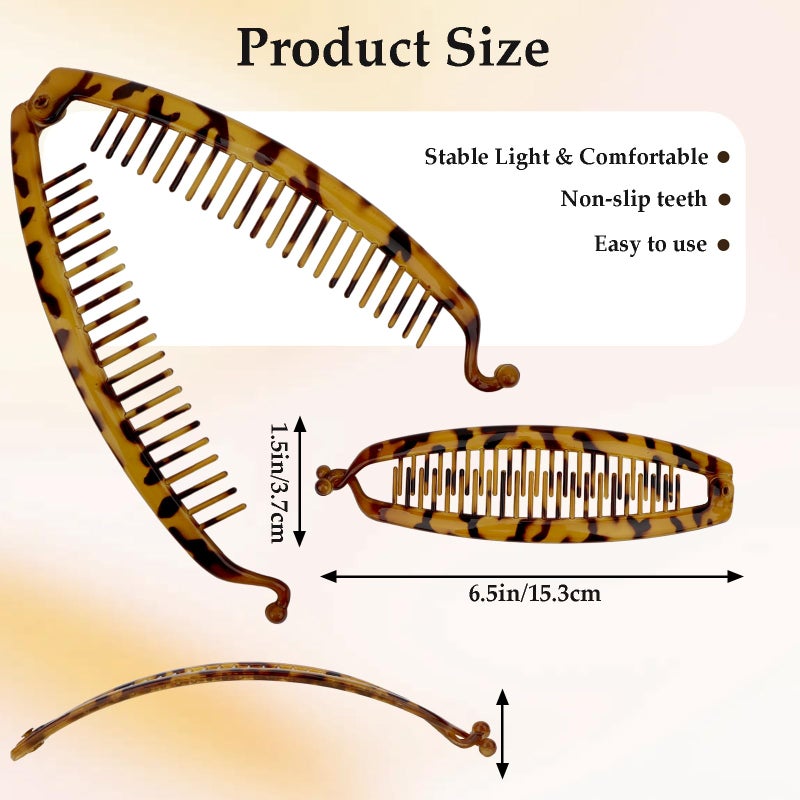 AMCAMI 6PCS Banana Hair Clips for Women, Tortoise Banana Hair Clips for Thick Thin Curly Hair, Strong Hold Non-Slip Ponytail Hair Accessories - Image 2
