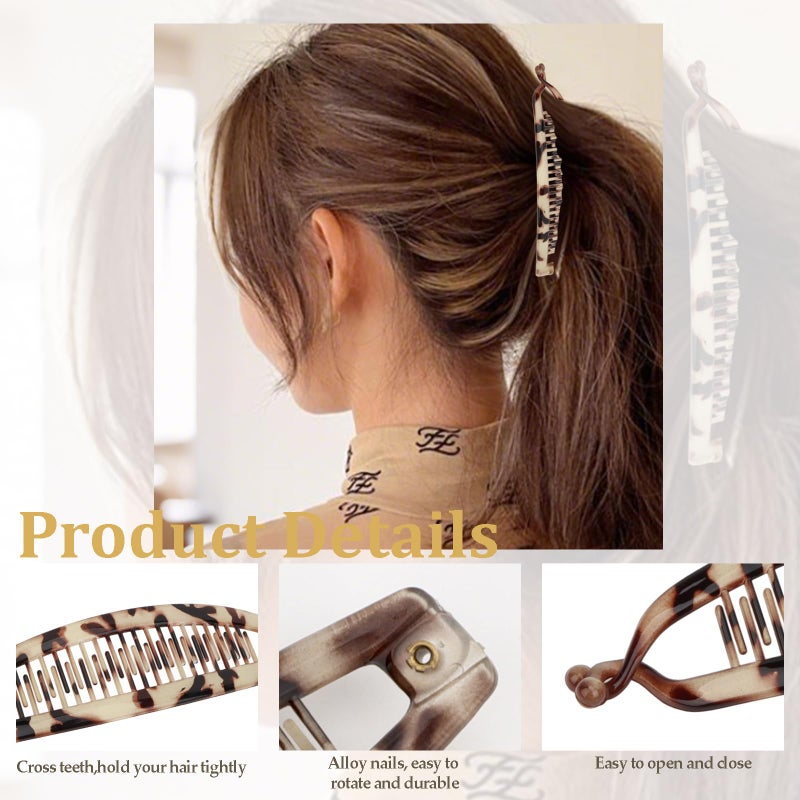 AMCAMI 6PCS Banana Hair Clips for Women, Tortoise Banana Hair Clips for Thick Thin Curly Hair, Strong Hold Non-Slip Ponytail Hair Accessories - Image 3