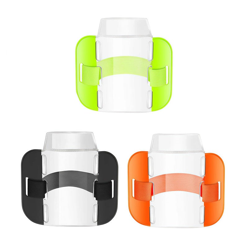 vipolish 3 Pack Clear Arm Badge Holders Armband ID Card Holder with Adjustable Elastic Strap MultiPurpose ID Badge Holder for for Work Gym Running Outdoor Sports Green Black Orange - Image 2