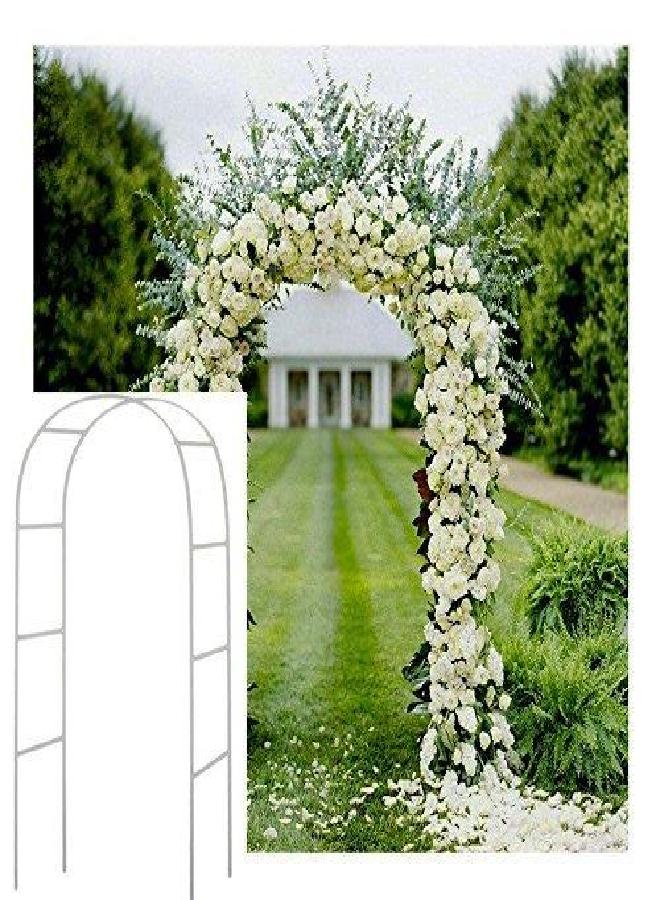 Adorox 7.5Ft 1 Set White Metal Arch Wedding Garden Climbing Plants Bridal Party Decoration Arbor - Image 3