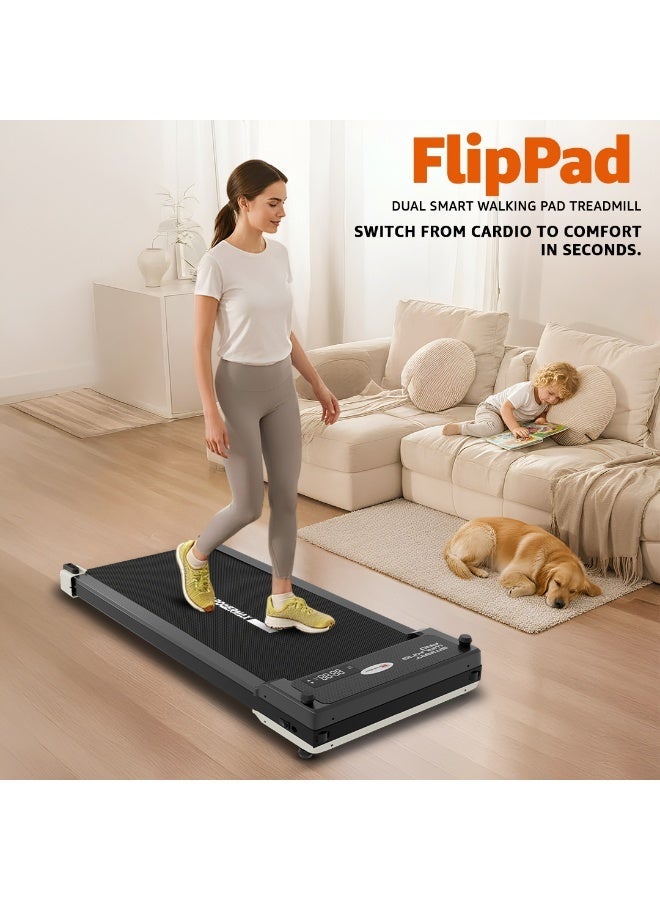 PowerMax Fitness FLIPPAD 2.5HP DC Motorized Under Desk 3-in-1 Treadmill with Dual-Function, Built-in Acupressure & Bluetooth for Music, Speaker, LED Display, Max user 120KG, Running Deck 920 X 370mm - Image 2