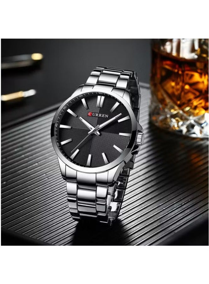 CURREN ساعة يد أنالوج للرجال مقاومة للماء 8322 - 45 مم - فضي - Image 3