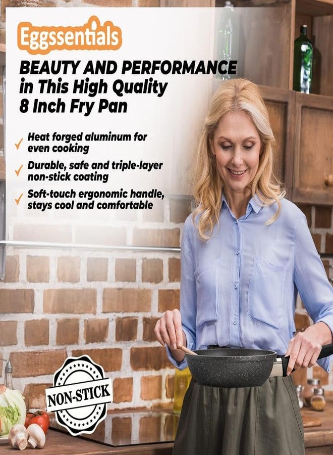 Eggssentials 2 IN 1 Egg Pan & Egg Poacher Pan, Granite Nonstick Fry Pan Poached Egg Maker and Frying Skillet with Lid, Poached Eggs Cooker Food Grade Safe PFOA Free with Spatula, Egg Cookware - 4 Cups - Image 4