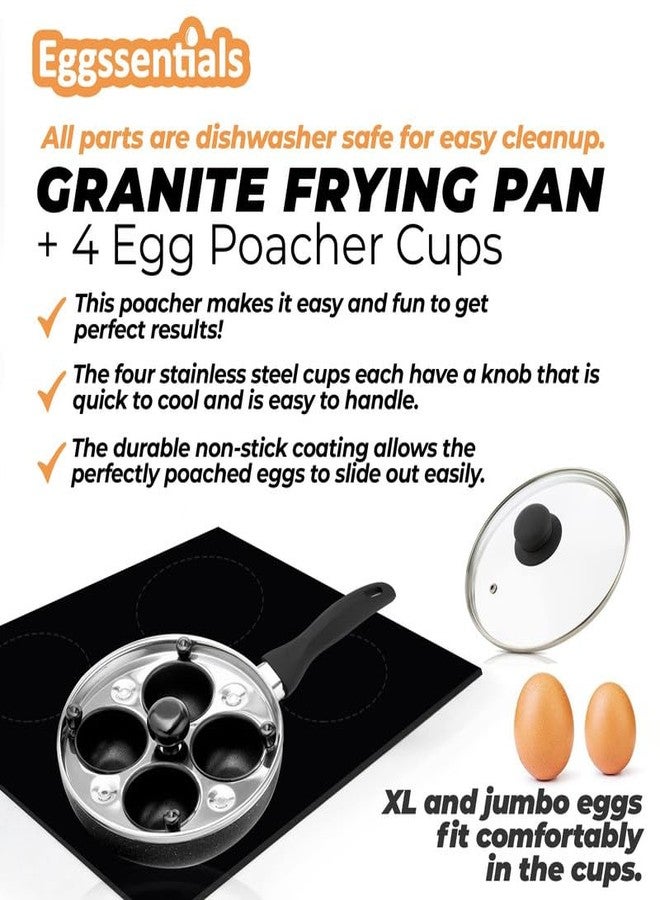 Eggssentials 2 IN 1 Egg Pan & Egg Poacher Pan, Granite Nonstick Fry Pan Poached Egg Maker and Frying Skillet with Lid, Poached Eggs Cooker Food Grade Safe PFOA Free with Spatula, Egg Cookware - 4 Cups - Image 3