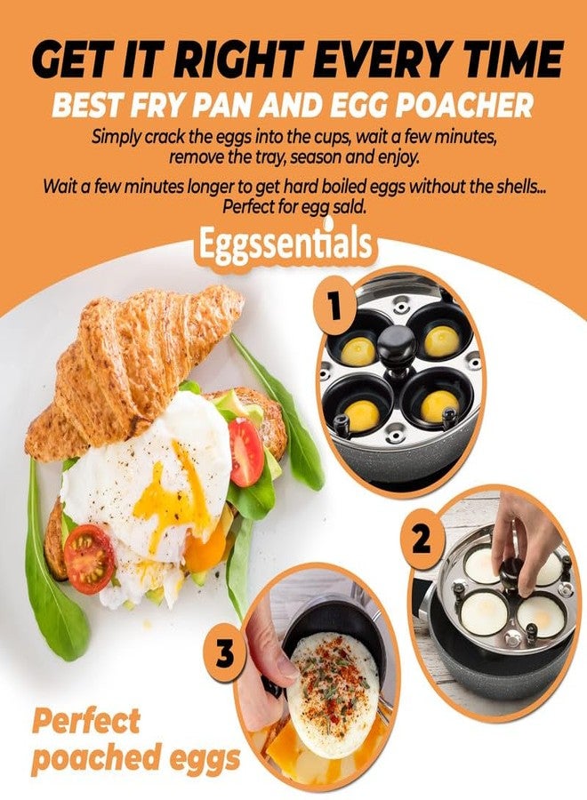 Eggssentials 2 IN 1 Egg Pan & Egg Poacher Pan, Granite Nonstick Fry Pan Poached Egg Maker and Frying Skillet with Lid, Poached Eggs Cooker Food Grade Safe PFOA Free with Spatula, Egg Cookware - 4 Cups - Image 5