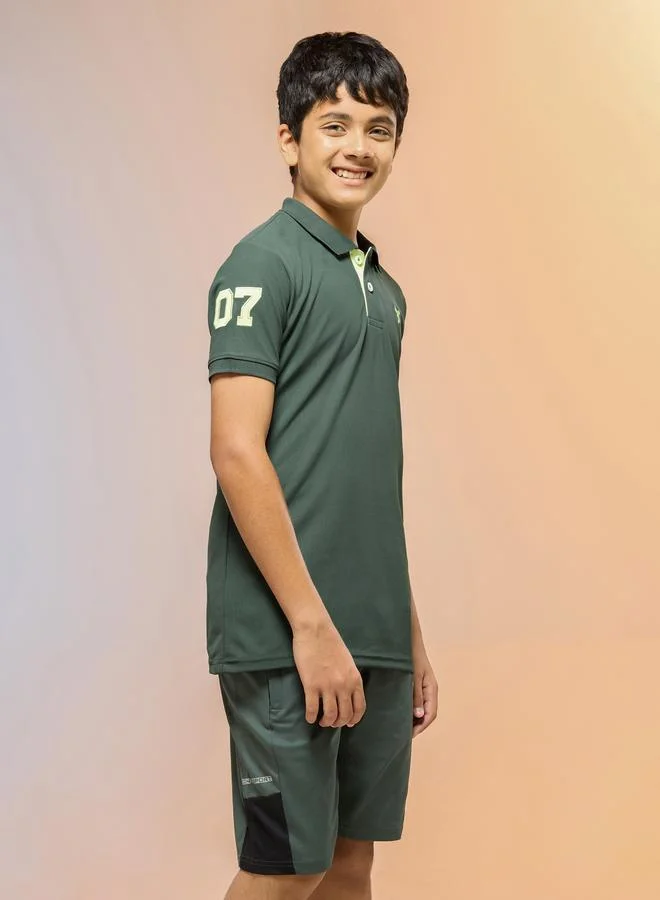 Technosport Boys Solid Slim Fit Sports Polo T-shirt