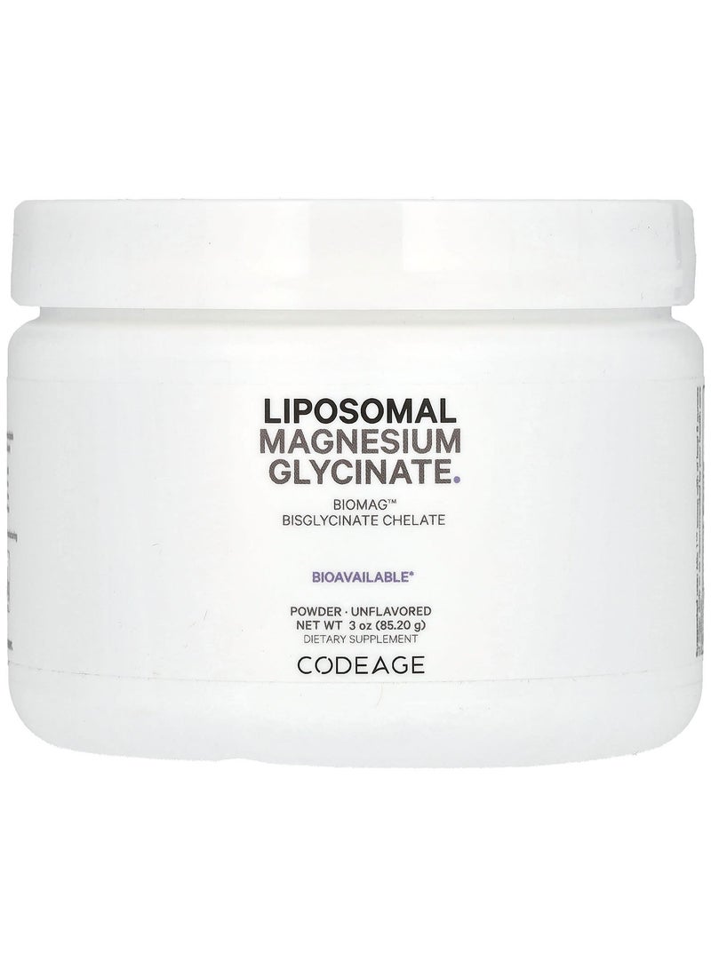 Codeage Liposomal Magnesium Glycinate Powder, Unflavored, 3 oz (85.2 g) 