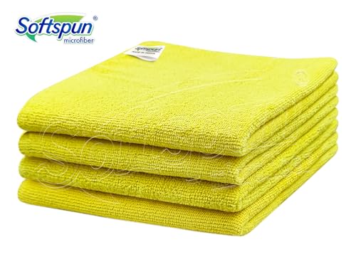 SOFTSPUN Microfiber Cleaning Cloths, 4pcs 40x40cms 220 GSM Yellow! Highly Absorbent, Lint and Streak Free, Multi -Purpose Wash Cloth for Kitchen, Car, Window, Stainless Steel, Silverware.… - Image 2